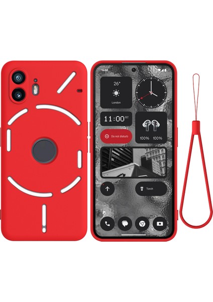 Nothing Phone Için Cep Telefonu Kılıfı (2), Sıvı Silikon + Yumuşak Astar Çizilmez Kapak - Kırmızı (Yurt Dışından)