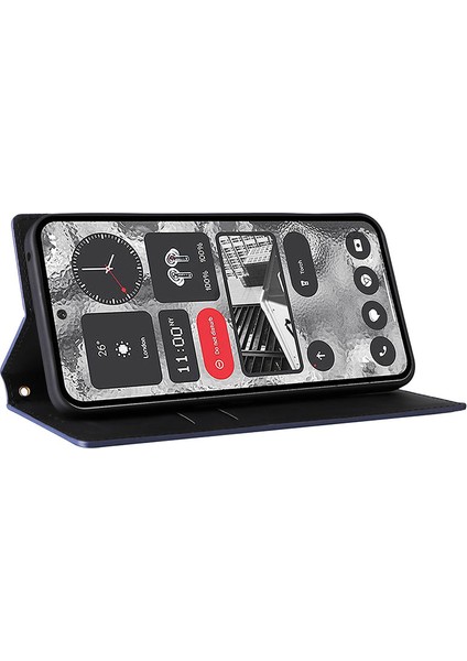 Hiçbir Şey Için Telefon(2)Eşkenar Dörtgen Baskılı Darbeye Dayanıklı Kılıf Pu Deri Cüzdan Standlı Telefon Kılıfı-Mavi (Yurt Dışından) fırsatları