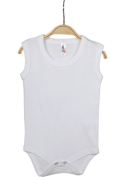 Ribanalı Askılı Bebek Atlet Body Pamuklu Unisex Beyaz