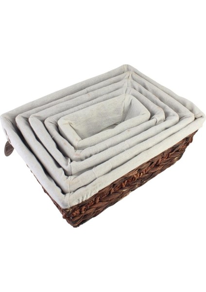 5'li Hasır Sepet Seti, Organizatör ve Kutu, Kahverengi, Çok Amaçlı Ev Dekoru indirimleri