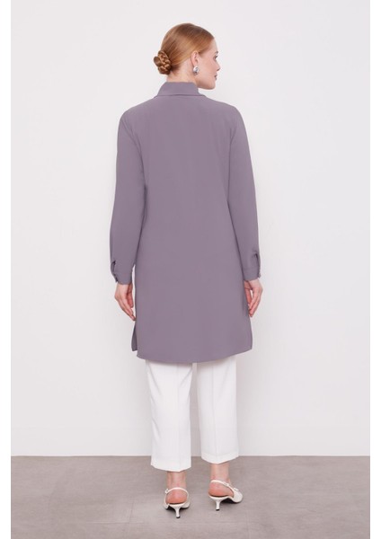 Antrasit Taş Baskılı Tunik