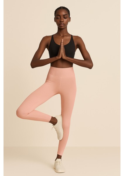 Yüksek Bel Toparlayıcı Ripli Fitilli Spor Kadın Tayt fiyatları