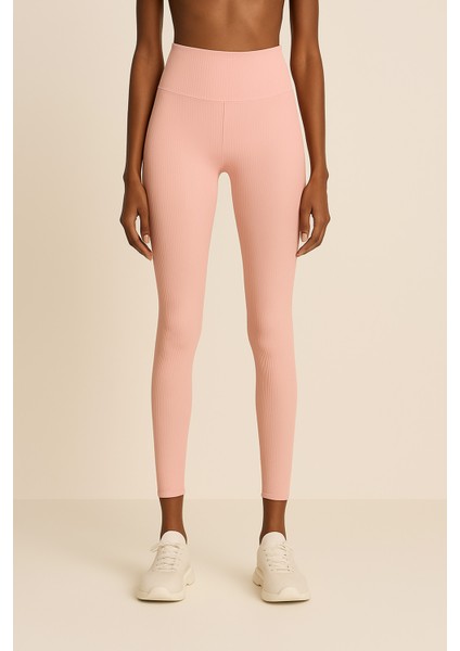 Yüksek Bel Toparlayıcı Ripli Fitilli Spor Kadın Tayt indirimleri