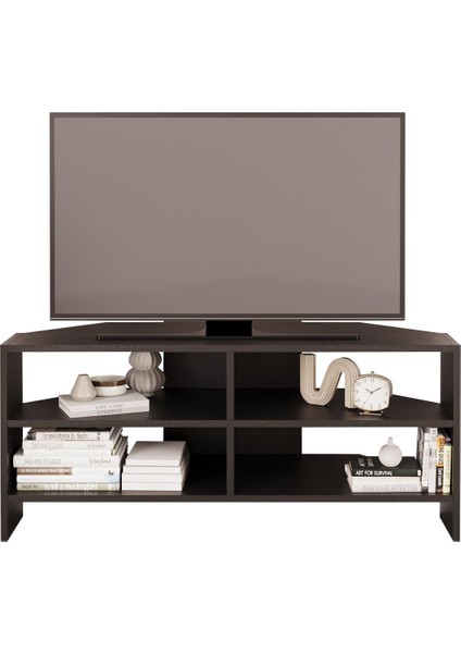 Roy B1430 Köşe Tv Ünitesi Tv Sehpası – Siyah | Minimal Açık Raflı