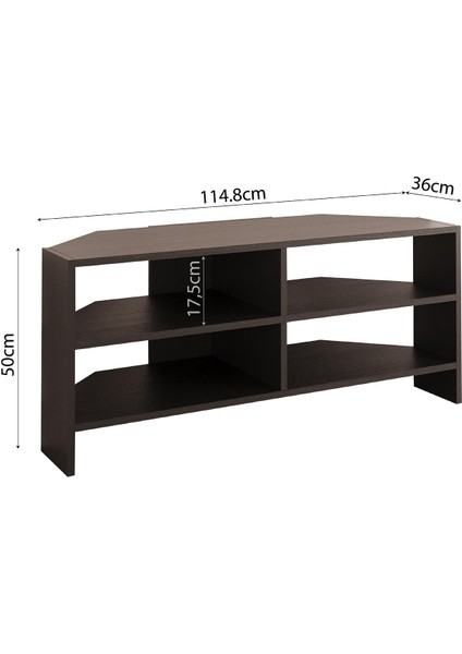 Roy B1430 Köşe Tv Ünitesi Tv Sehpası – Siyah | Minimal Açık Raflı