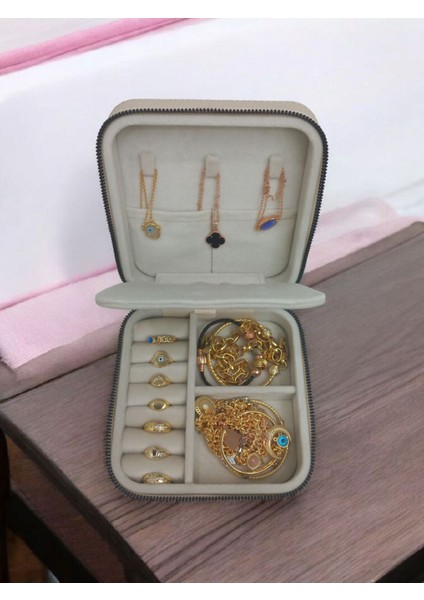 Küçük Boy Takı Saklama Kutusu, Seyahat Için Deri ve Ahşap Tasarım