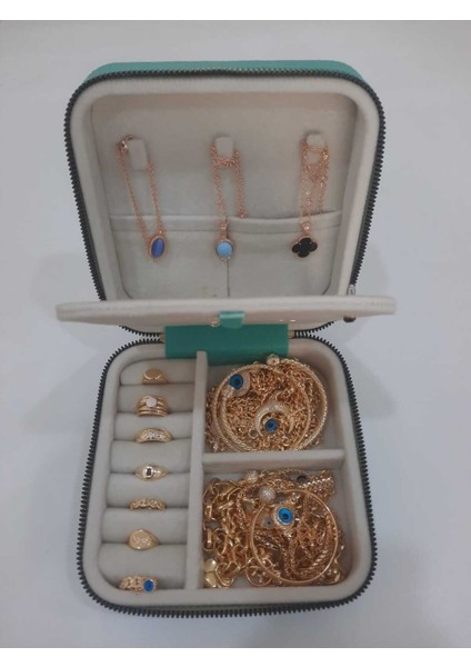 Su Yeşili Orta Boy Takı Saklama Kutusu, Seyahat Için Şık ve Hafif Kasa fiyatları