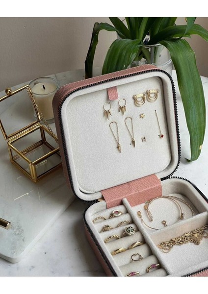 Pembe Kabin Kutusu Takı Organizatörü, Şık ve Pratik Saklama Çözümü