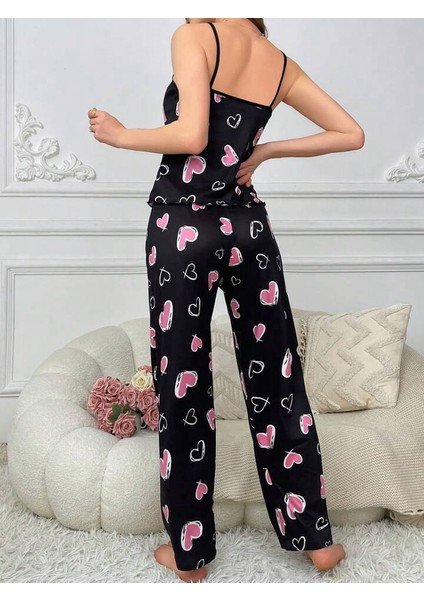 Kadın Baskılı Desenli Gecelik Askılı Pijama Takımı Love fiyatları