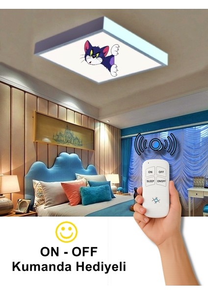 Tom Çocuk LED Lamba-Göz Yormayan AYDINLATMA-60CMX60CM Kare-Beyaz Işık-Led-Beyaz Çerçeve