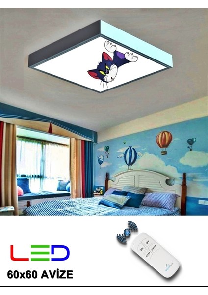 Tom Çocuk LED Lamba-Göz Yormayan AYDINLATMA-60CMX60CM Kare-Beyaz Işık-Led-Beyaz Çerçeve fiyatları