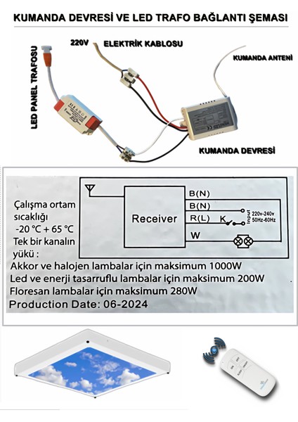 Tom Çocuk LED Lamba-Göz Yormayan AYDINLATMA-60CMX60CM Kare-Beyaz Işık-Led-Beyaz Çerçeve