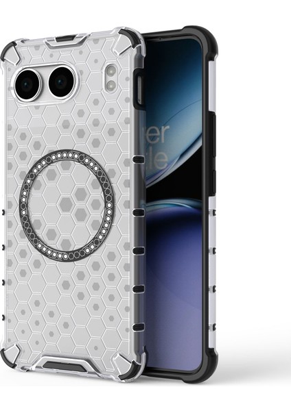 Oneplus Nord 4 Kılıfı Magsafe Honeycomb Tasarım Tpu+Pc Telefon Kılıfı-Şeffaf ile Uyumlu (Yurt Dışından)