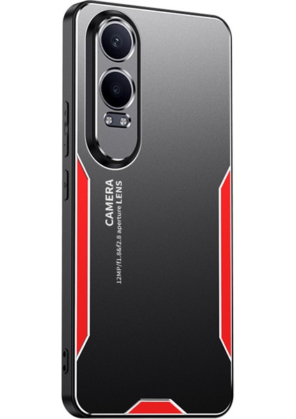 Oneplus Nord Ce4 Lite 5g/oppo K12X 5g(Çin)Kılıf Alüminyum Alaşımlı Zırh Telefon Kılıfı Rahat Tutuş-Kırmızı (Yurt Dışından)