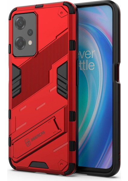 Oneplus Nord Ce 2 Lite 5g Telefon Kılıfı Kickstand Tpu+Pc Darbeye Dayanıklı Sağlam Zırh Kılıfı-Kırmızı (Yurt Dışından)