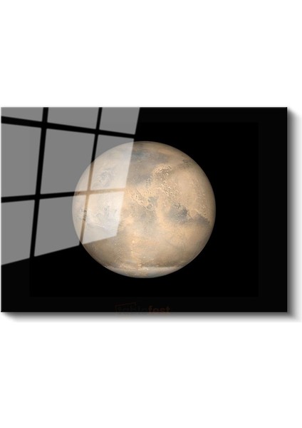 Mars Gezegeni - Kozmik Kızıl Dünya Görüntüsü Cam Tablo
