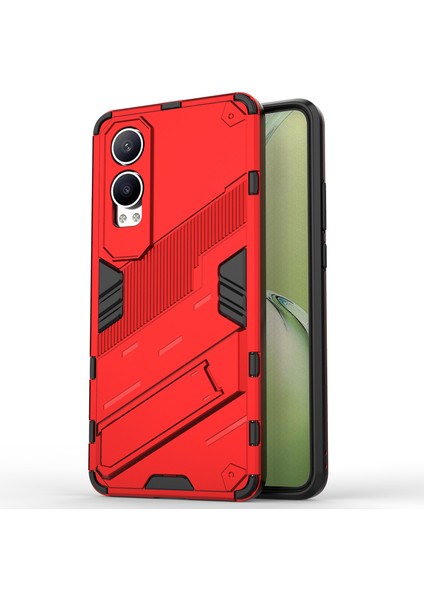Oneplus Nord Ce4 Lite 5g/oppo K12X 5g (Çin) Kılıf Kickstand Hibrit Sert Pc Yumuşak Tpu Telefon Kılıfı-Kırmızı (Yurt Dışından)