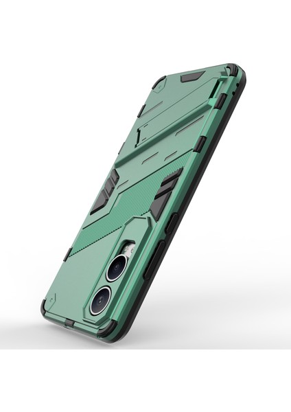 Oneplus Nord Ce4 Lite 5g/oppo K12X 5g (Çin) Kılıf Kickstand Hibrit Sert Pc Yumuşak Tpu Telefon Kılıfı-Yeşil (Yurt Dışından)