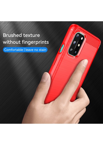 1.8mm Esnek Karbon Fiber Doku Tpu Kılıf Ultra Ince Düşmeye Karşı Dayanıklı Telefon Kılıfı Fırçalanmış Yüzeyli Oneplus 8t-Kırmızı (Yurt Dışından) modelleri