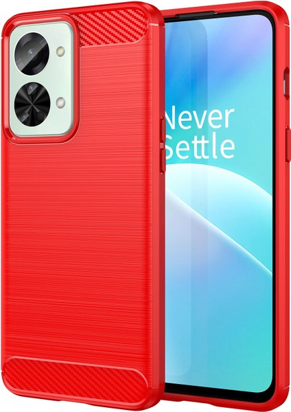 Oneplus Nord 2t 5g Hafif Ince Tpu Telefon Kılıfı Karbon Fiber Doku Fırçalanmış Yüzey Darbeye Dayanıklı Kapak-Kırmızı (Yurt Dışından)