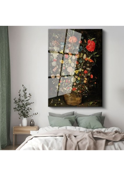 Jan Brueghel - Çiçek Buketi Cam Tablo