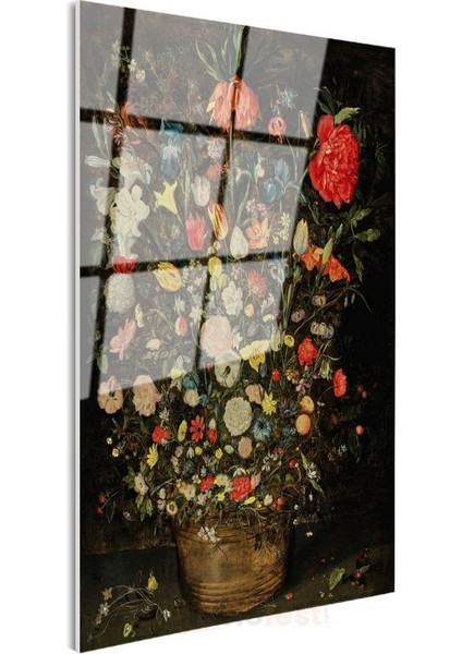 Jan Brueghel - Çiçek Buketi Cam Tablo