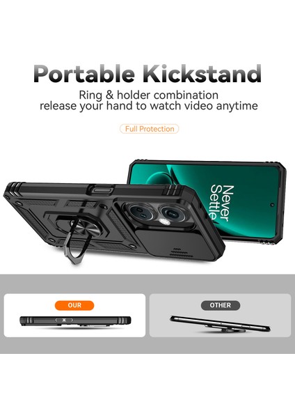 Oneplus Nord Ce3 5g Kılıf Halka Kickstand Pc + Tpu Telefon Koruyucu Sürgülü Kamera Kapağı-Siyah (Yurt Dışından) fiyatları