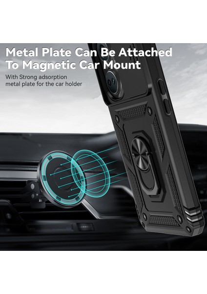 Oneplus Nord Ce3 5g Kılıf Halka Kickstand Pc + Tpu Telefon Koruyucu Sürgülü Kamera Kapağı-Siyah (Yurt Dışından) modelleri