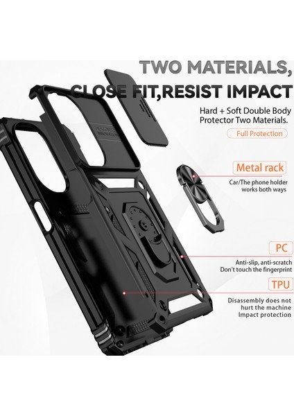 Oneplus Nord Ce3 5g Kılıf Halka Kickstand Pc + Tpu Telefon Koruyucu Sürgülü Kamera Kapağı-Siyah (Yurt Dışından) fırsatları