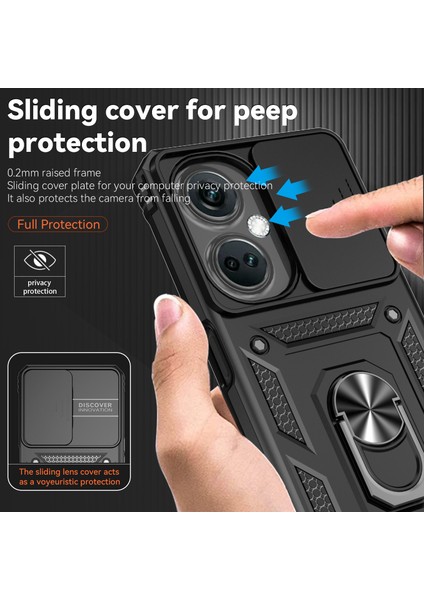 Oneplus Nord Ce3 5g Kılıf Halka Kickstand Pc + Tpu Telefon Koruyucu Sürgülü Kamera Kapağı-Siyah (Yurt Dışından) indirimleri