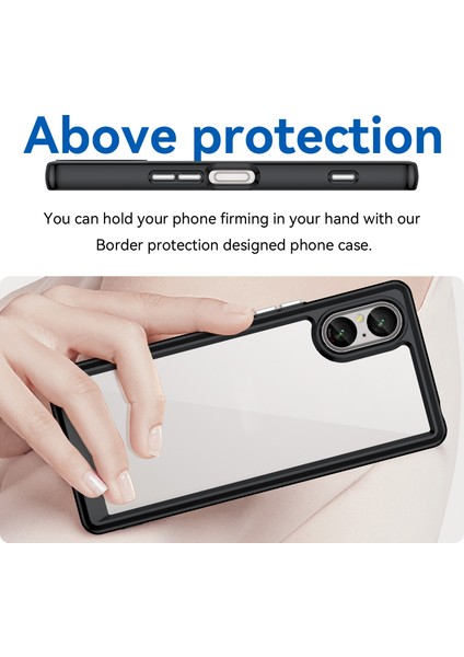 Sony Xperia 5 V Kılıf Tpu+Akrilik Cep Telefonu Arka Koruyucu Kapak-Siyah (Yurt Dışından) fırsatları
