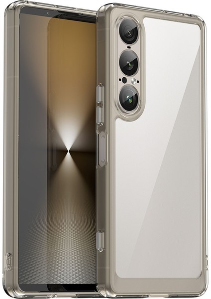 Sony Xperia 1 Vıı Kılıf Tpu+Akrilik Koruyucu Şeffaf Telefon Kılıfı-Şeffaf Gri (Yurt Dışından)