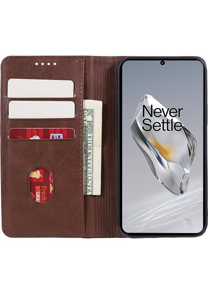 Oneplus 12 5g Manyetik Kılıf Dana Dokusu Pu Deri Akıllı Telefon Kılıfı-Kahverengi (Yurt Dışından) fırsatları