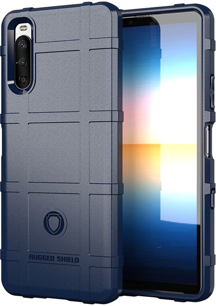 Darbeye Dayanıklı Sağlam Kare Izgara Doku Tpu Telefon Kılıfı Sony Xperia 10 Iıı 5g/xperia 10 Iıı Lite-Mavi (Yurt Dışından)