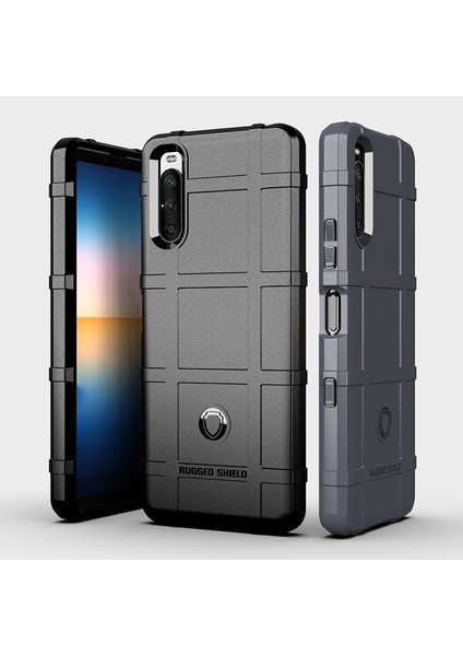 Darbeye Dayanıklı Sağlam Kare Izgara Doku Tpu Telefon Kılıfı Sony Xperia 10 Iıı 5g/xperia 10 Iıı Lite-Mavi (Yurt Dışından)