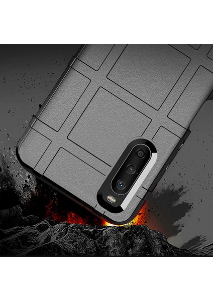 Darbeye Dayanıklı Sağlam Kare Izgara Doku Tpu Telefon Kılıfı Sony Xperia 10 Iıı 5g/xperia 10 Iıı Lite-Mavi (Yurt Dışından)