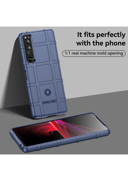 Sony Xperia 1 Iv Sağlam Kare Izgara Telefon Kılıfı Çizilmez Kalınlaştırılmış Tpu Kapak-Mavi (Yurt Dışından) fiyatları