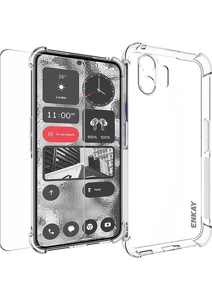 Enkay Hat Prınce For Nothing Phone(2)Şeffaf Telefon Kılıfı Kaymaz Tpu Kapak Yüksek Alüminyum-Silikon Cam Ekran Filmi (Yurt Dışından)