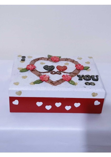 Ahşap Dekoratif Hediye Kutusu, Sevgililer Günü, Kırmızı 16,5X22,5X7,5 cm fiyatları