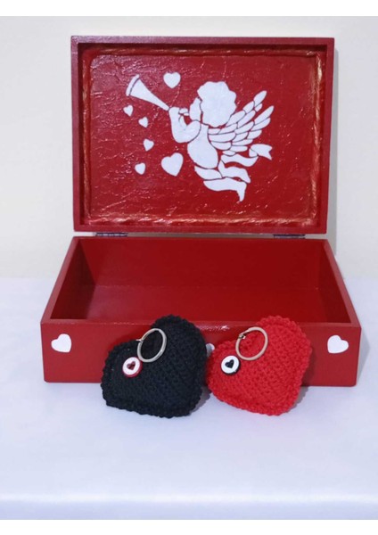 Ahşap Dekoratif Hediye Kutusu, Sevgililer Günü, Kırmızı 16,5X22,5X7,5 cm modelleri