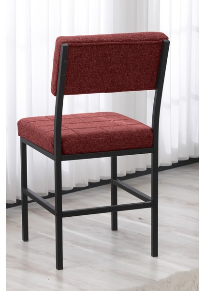 Dubai Modeli Yuvarlak Mutfak Masa Sandalye Takımı, 4 Sandalye 1 Sabit Beyaz Masa 90X90 Cm, Keten Kumaş