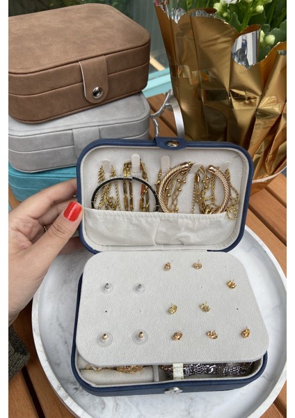 Turkuaz Nubuk Takı Kutusu, Şık ve Kullanışlı Saklama Çözümü fırsatları