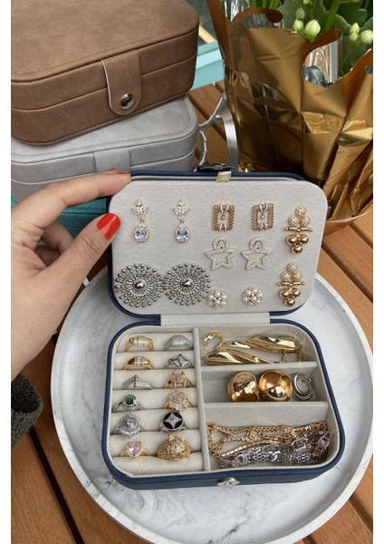 Turkuaz Nubuk Takı Kutusu, Şık ve Kullanışlı Saklama Çözümü