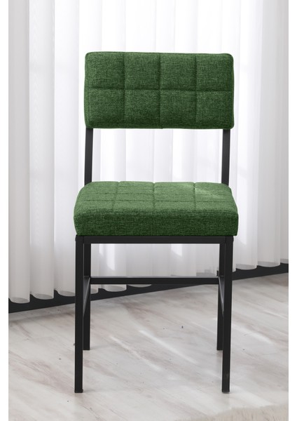 Dubai Modeli Kare Mutfak Masa Sandalye Takımı, 4 Sandalye 1 Sabit Beyaz Masa 70X70 Cm, Keten Kumaş