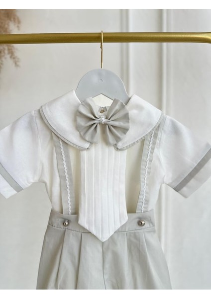 Erkek Bebek Çocuk Küf Yeşili Poplin Kumaş Önlüklü Salopet Alt Üst Takım modelleri