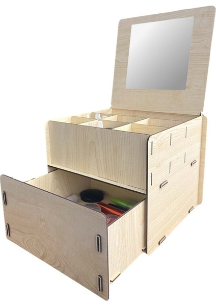 7 Gözlü Ahşap Makyaj ve Takı Organizeri, Şık ve Fonksiyonel Tasarım