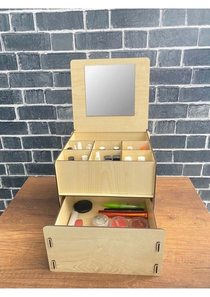 7 Gözlü Ahşap Makyaj ve Takı Organizeri, Şık ve Fonksiyonel Tasarım fırsatları