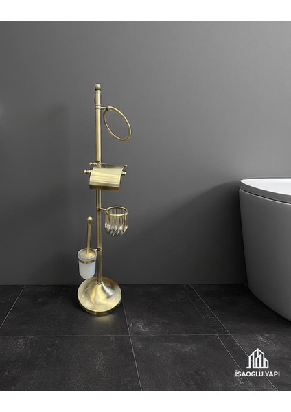 Isaoğlu Yapı Antik Gold Tuvalet Kağıtlık Klozet Fırçası ve Havluluk Komple Ayaklı Set Pirinç Materyal fiyatları