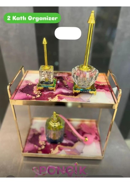 Pembe Çift Katlı Organizer, Şık ve Pratik Saklama Çözümü