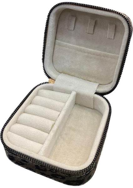 Leopar Desenli Çok Renkli Takı Düzenleyici Seyahat Çantası